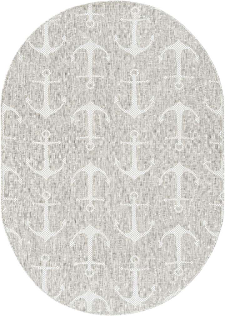 5' 3 x 8' Easy-Clean Coastal Indoor / Outdoor Oval Rug