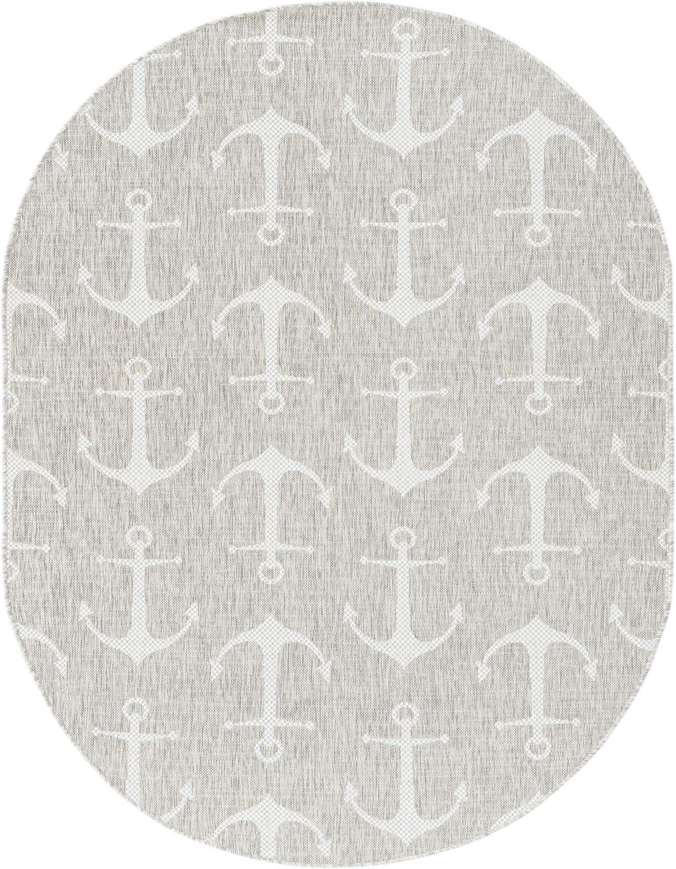 5' 3 x 8' Easy-Clean Coastal Indoor / Outdoor Oval Rug