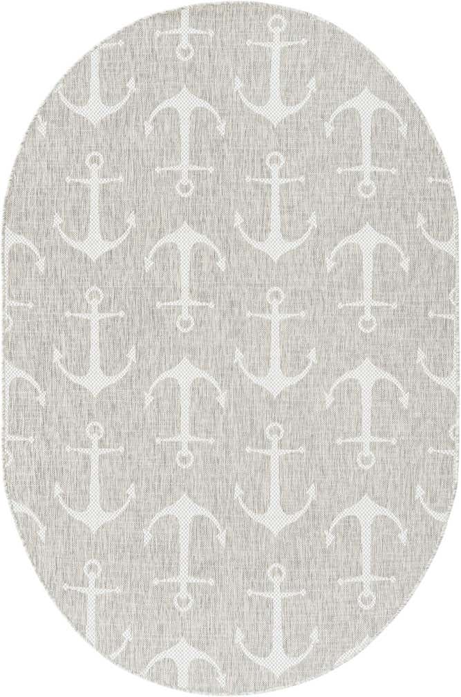 5' 3 x 8' Easy-Clean Coastal Indoor / Outdoor Oval Rug