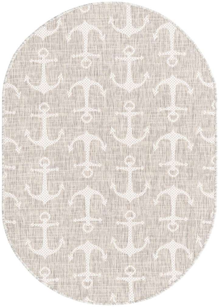 3' x 5' 3 Easy-Clean Coastal Indoor / Outdoor Oval Rug