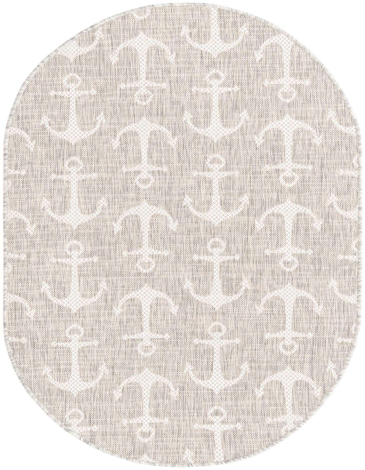 3' x 5' 3 Easy-Clean Coastal Indoor / Outdoor Oval Rug