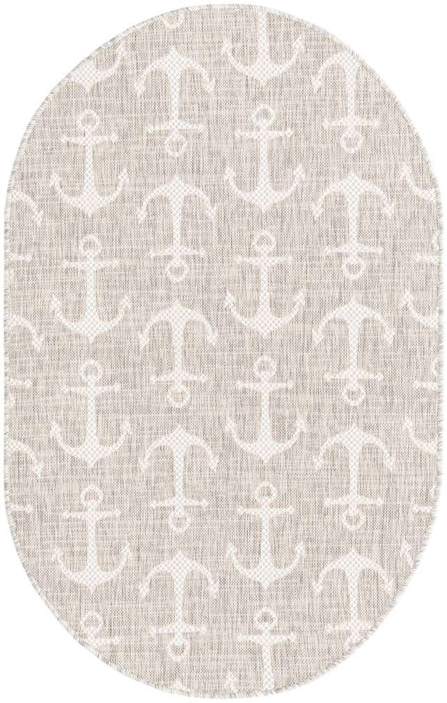 3' x 5' 3 Easy-Clean Coastal Indoor / Outdoor Oval Rug