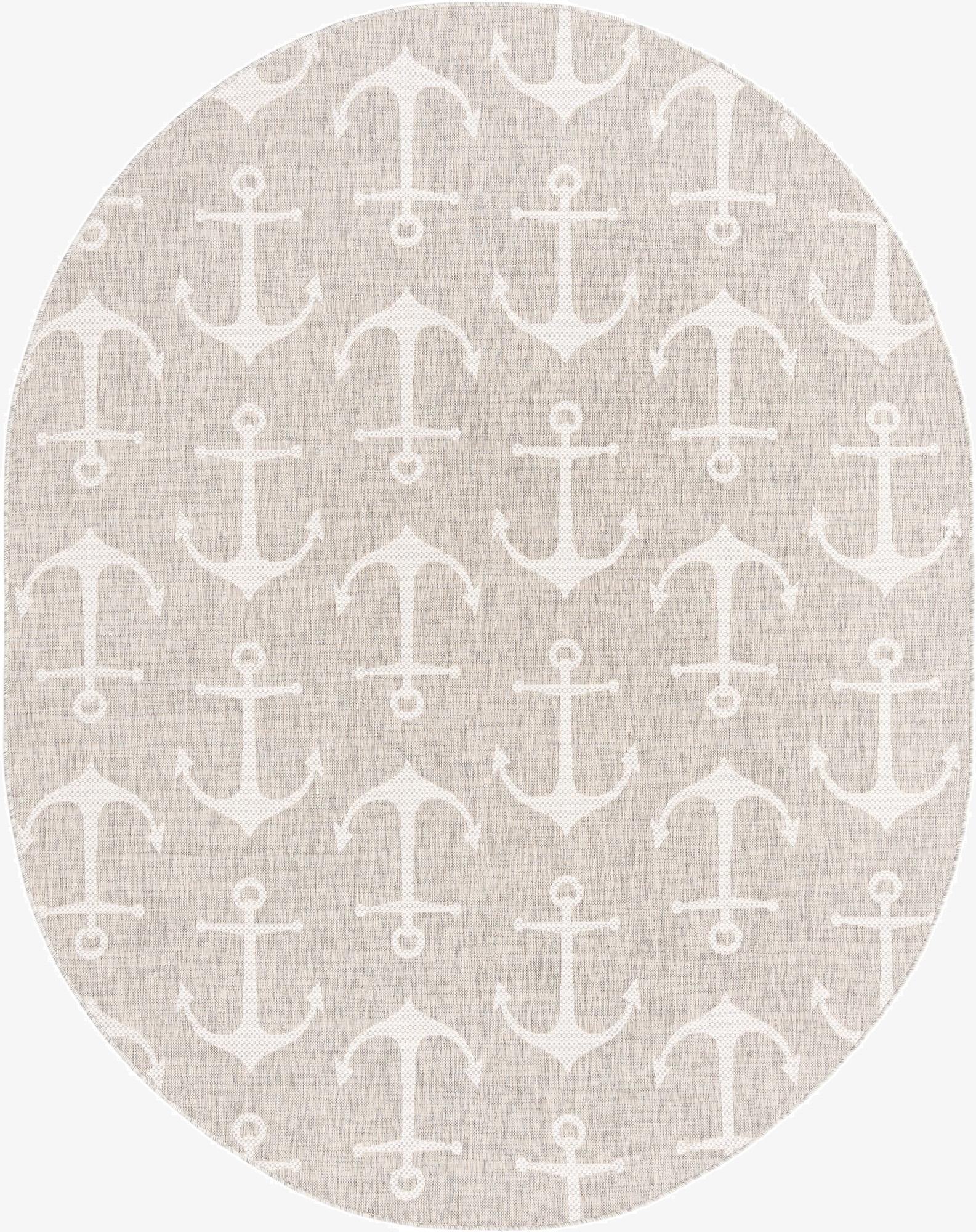 7' 10 x 10'  Washable Coastal Indoor / Outdoor Oval Rug