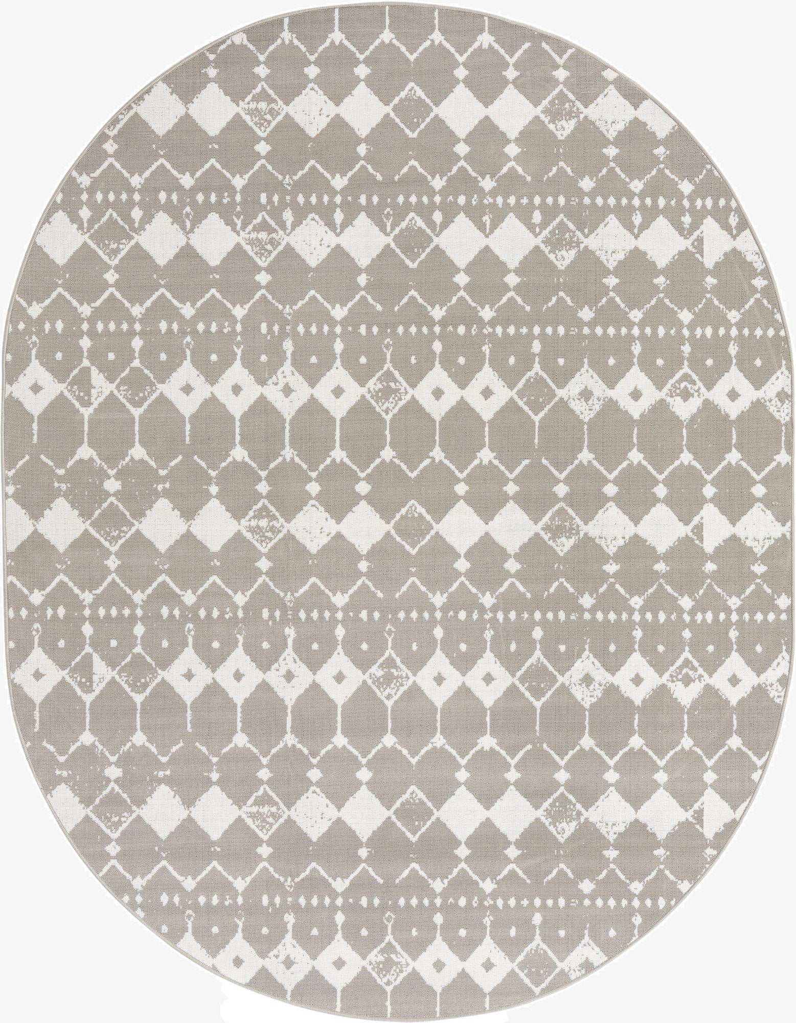 7' 10 x 10' Washable Lattice Indoor / Outdoor Oval Rug