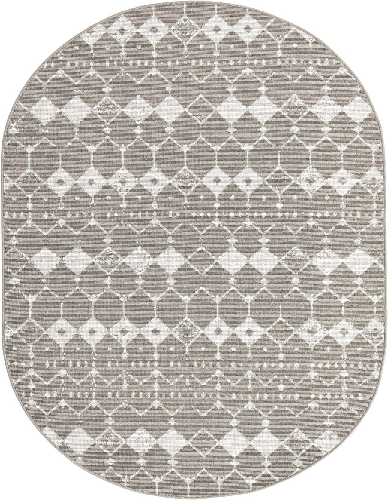 5' 3 x 8' Easy-Clean Trellis Indoor / Outdoor Oval Rug