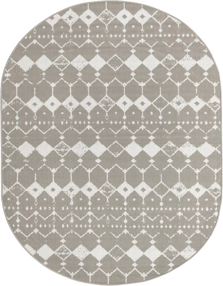 Detail image of 5' 3 x 8' Easy-Clean Trellis Indoor / Outdoor Oval Rug