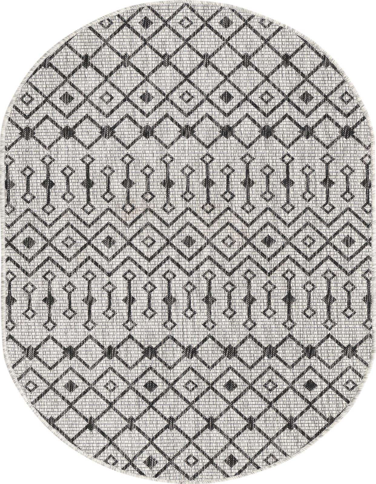 3' x 5' 3 Easy-Clean Trellis Indoor / Outdoor Oval Rug