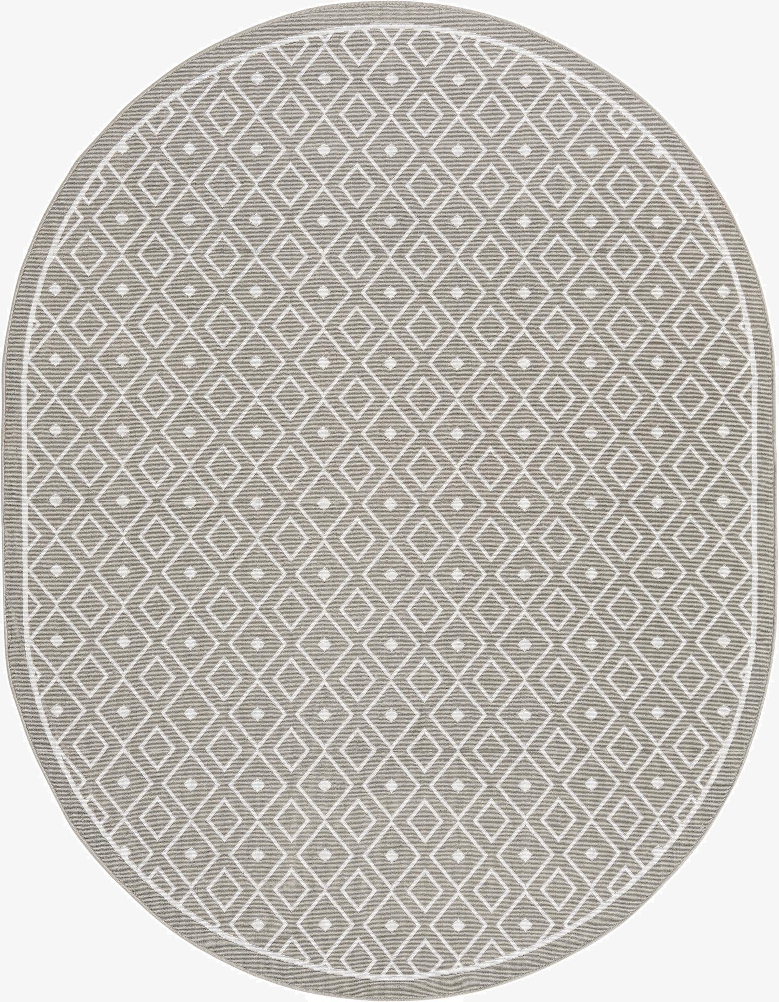 7' 10 x 10'  Washable Trellis Indoor / Outdoor Oval Rug