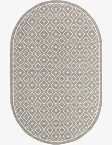 5' 3 x 8' Easy-Clean Trellis Indoor / Outdoor Oval Rug