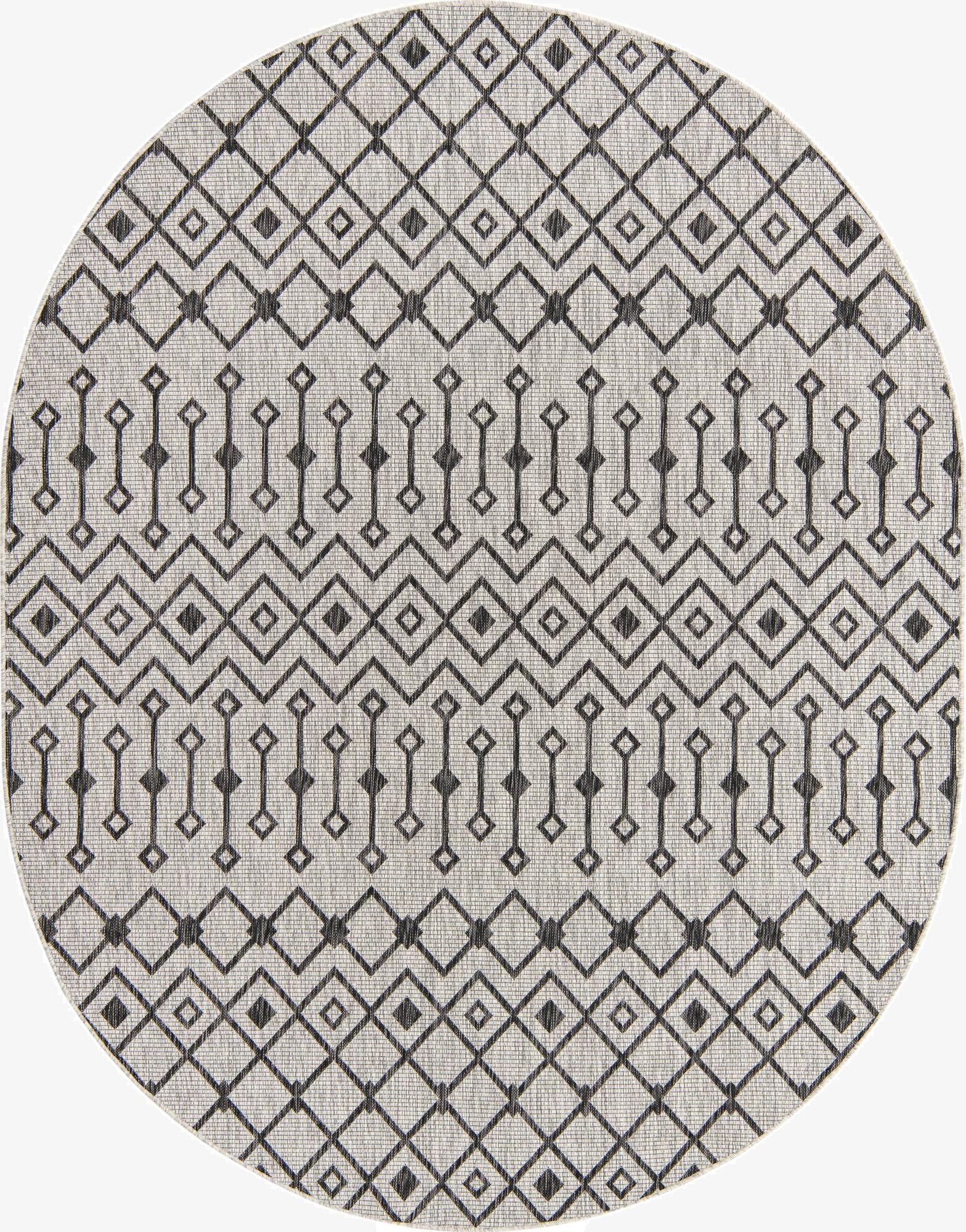 7' 10 x 10'  Washable Trellis Indoor / Outdoor Oval Rug