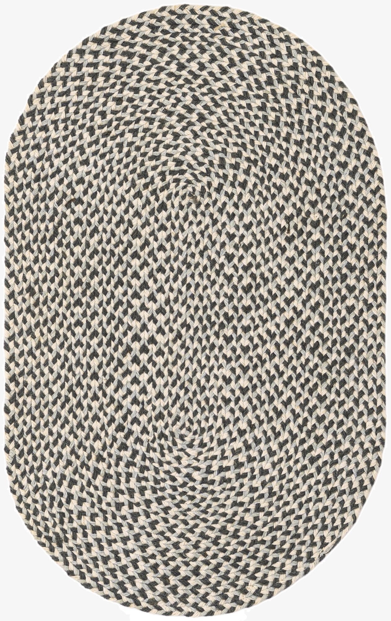 2' x 3' 1  Hand Tweed Braided Jute Oval Rug