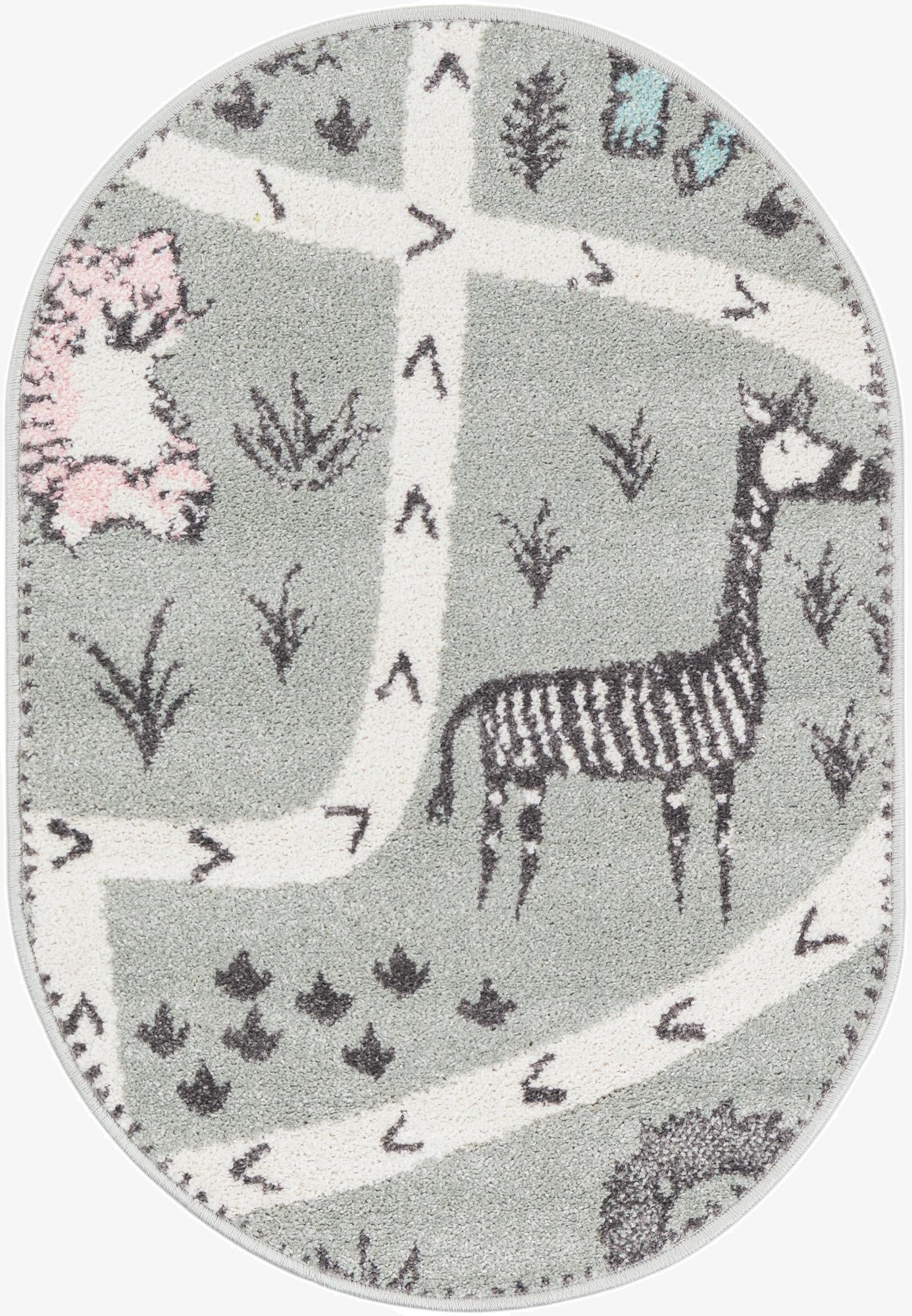 2' 2 x 3' 1 Animals Whimsy Kids Oval Rug