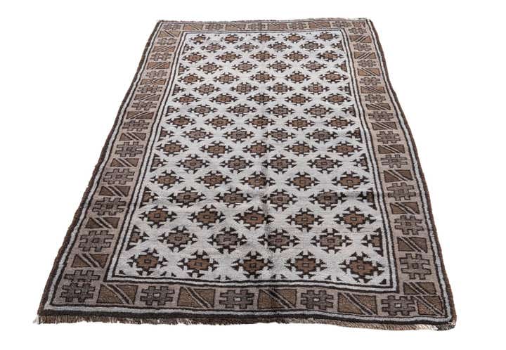 4' 3 x 6' 2 Hand Knotted Balouch Persian Wool Rug