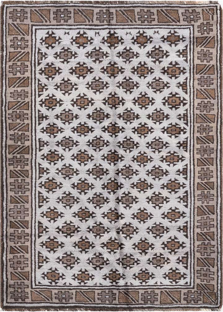 4' 3 x 6' 2 Hand Knotted Balouch Persian Wool Rug