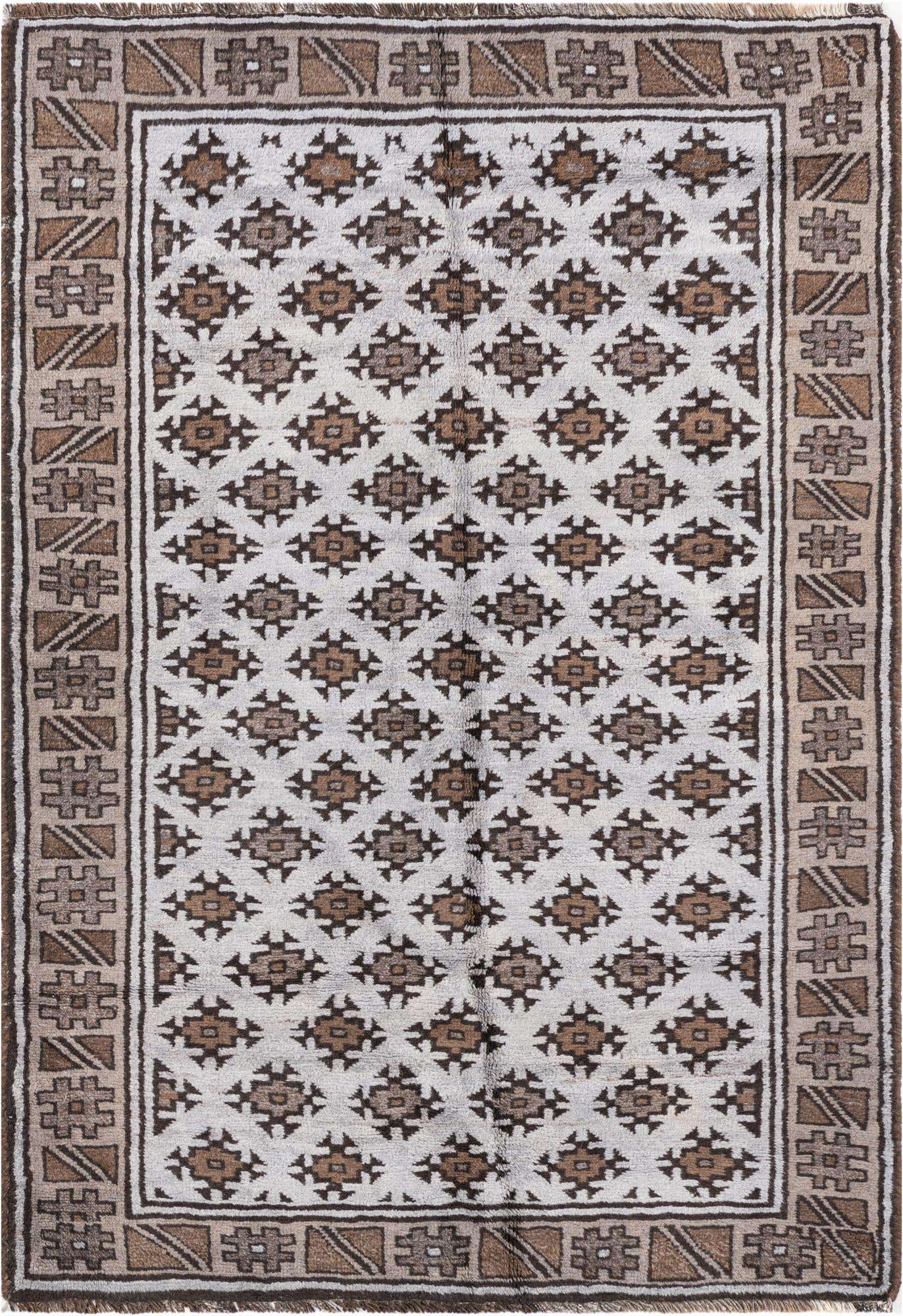 4' 3 x 6' 2 Hand Knotted Balouch Persian Wool Rug