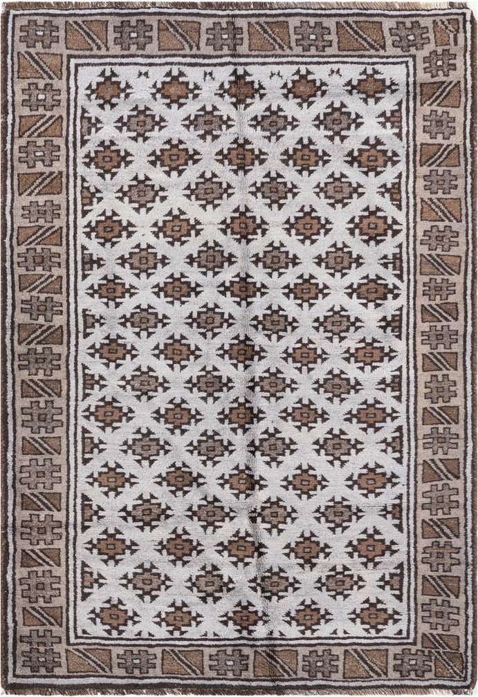 4' 3 x 6' 2 Hand Knotted Balouch Persian Wool Rug