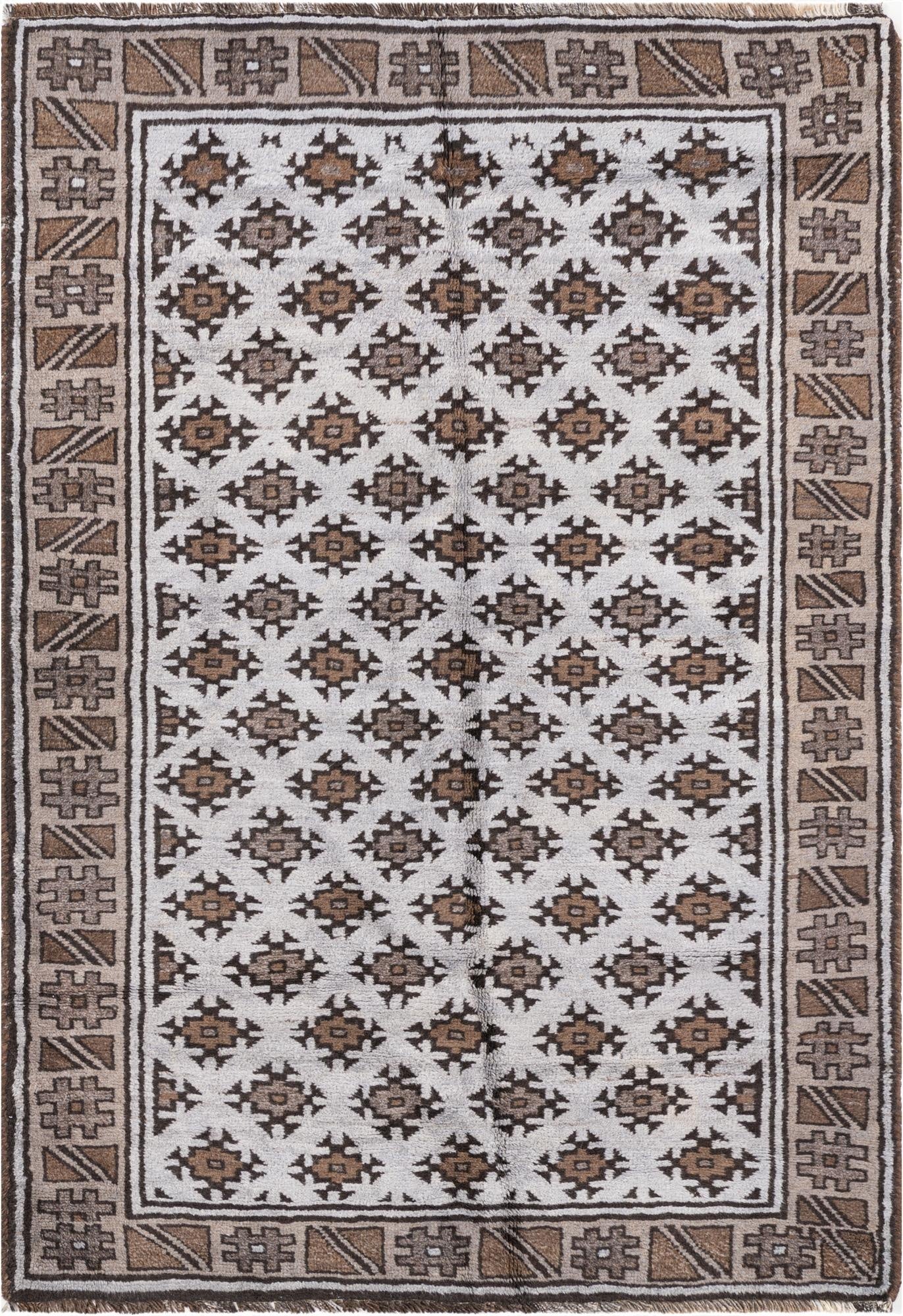 4' 3 x 6' 2  Hand Knotted Balouch Persian Wool Rug