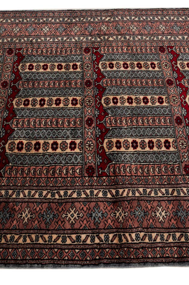 Detail image of 4' 3 x 6' 2 Hand Knotted Bokhara Oriental Wool Rug
