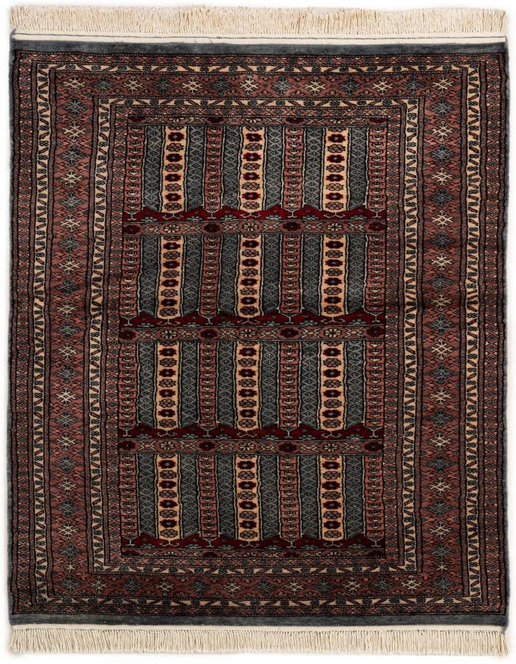 Detail image of 4' 3 x 6' 2 Hand Knotted Bokhara Oriental Wool Rug