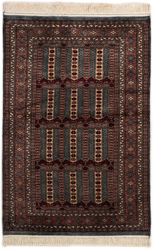 Detail image of 4' 3 x 6' 2 Hand Knotted Bokhara Oriental Wool Rug