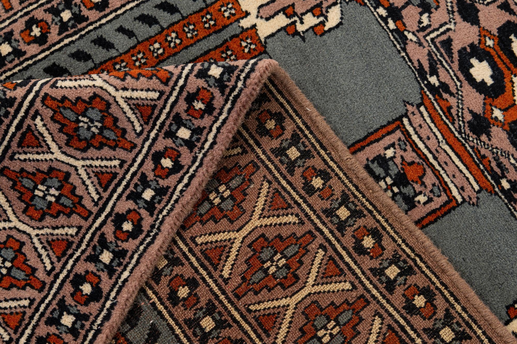 2' 7 x 4' 2 Hand Knotted Bokhara Oriental Wool Rug