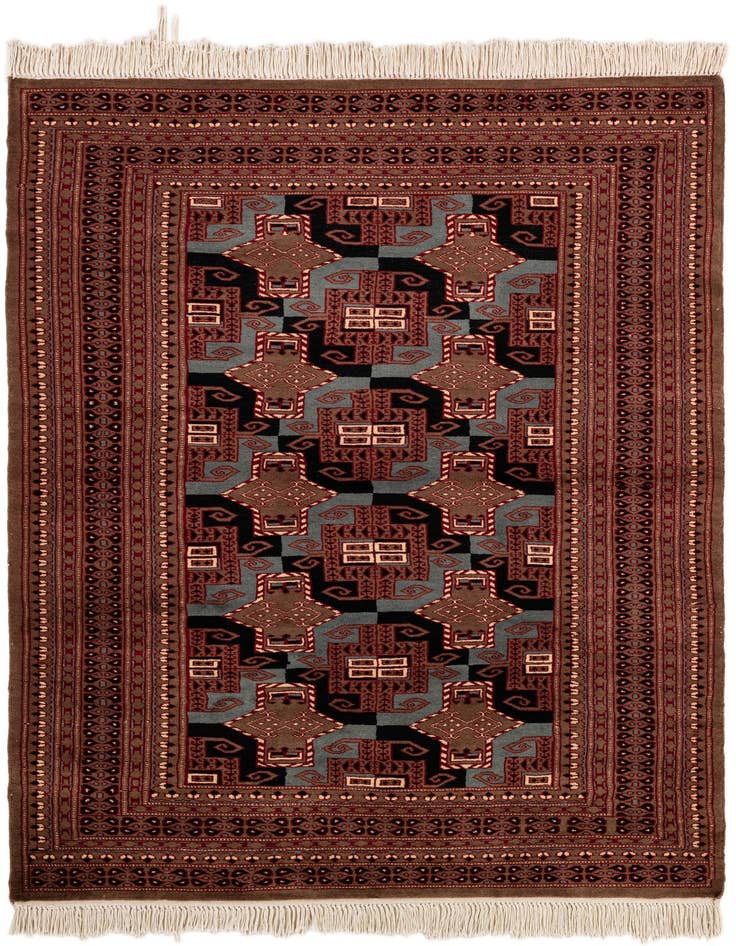 Detail image of 4' 1 x 6' 2 Hand Knotted Bokhara Oriental Wool Rug