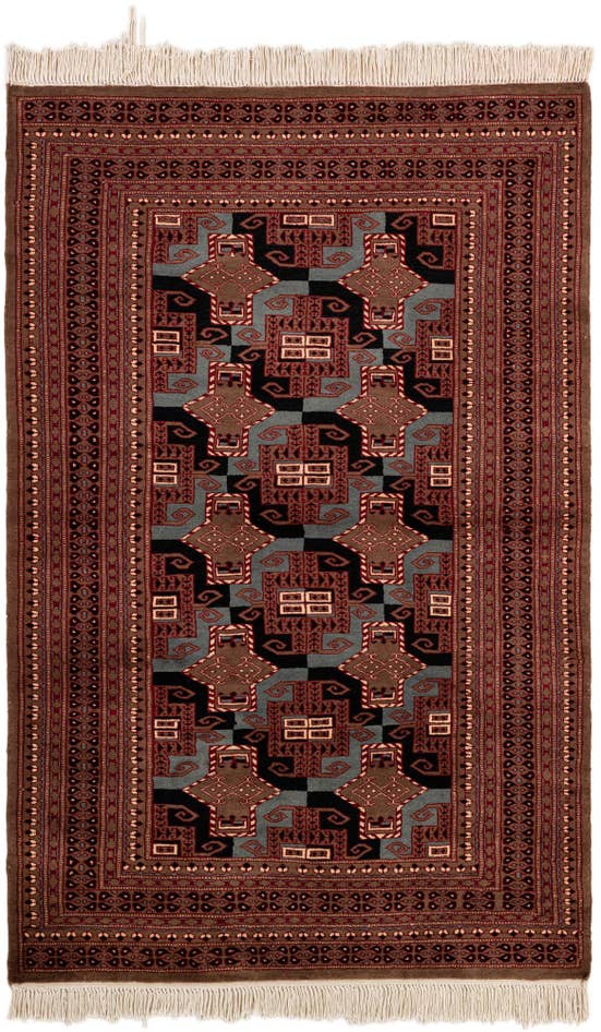 Detail image of 4' 1 x 6' 2 Hand Knotted Bokhara Oriental Wool Rug