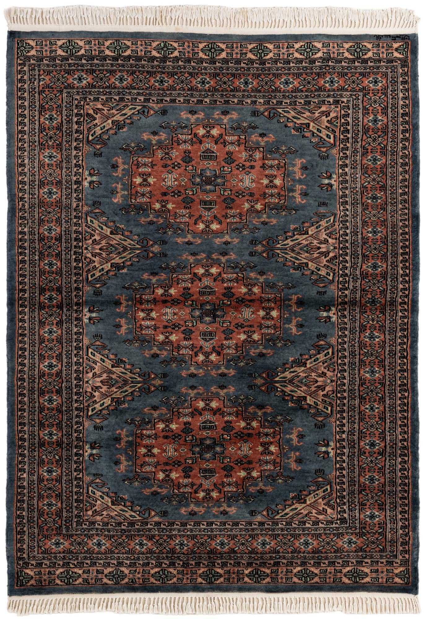 4' 4 x 6' 1 Hand Knotted Bokhara Oriental Wool Rug