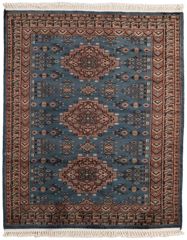 Detail image of 4' 2 x 6' 1 Hand Knotted Bokhara Oriental Wool Rug