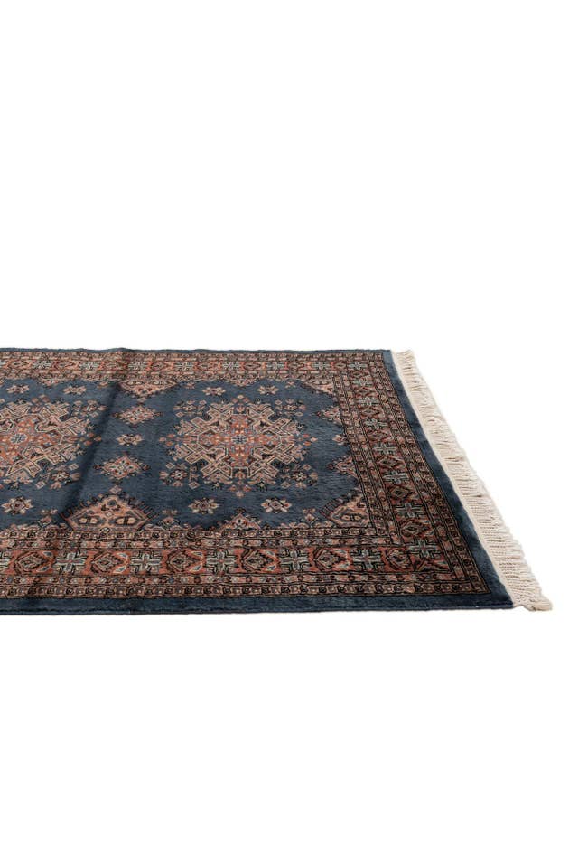 Detail image of 4' 2 x 5' 10 Hand Knotted Bokhara Oriental Wool Rug