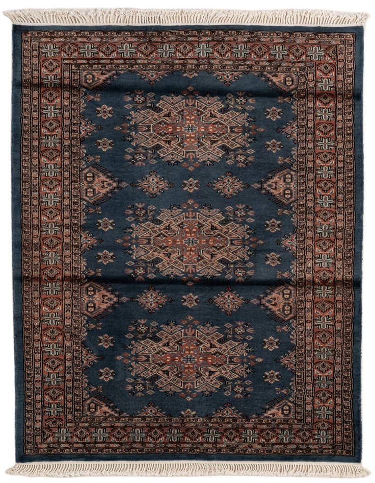 Detail image of 4' 2 x 5' 10 Hand Knotted Bokhara Oriental Wool Rug