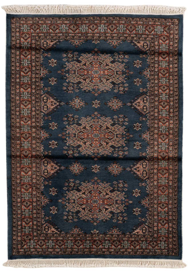 Detail image of 4' 2 x 5' 10 Hand Knotted Bokhara Oriental Wool Rug