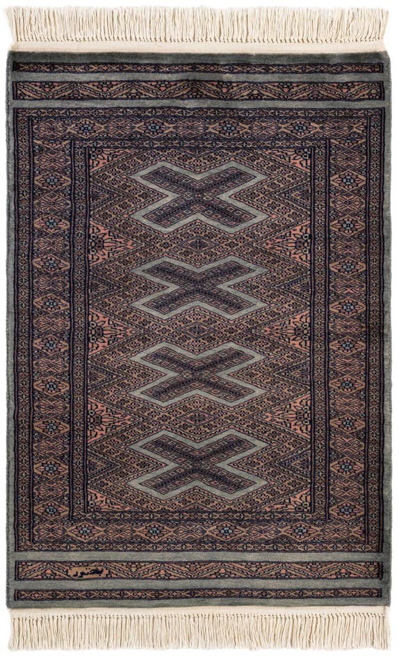 Detail image of 2' 7 x 3' 10 Hand Knotted Bokhara Oriental Wool Rug