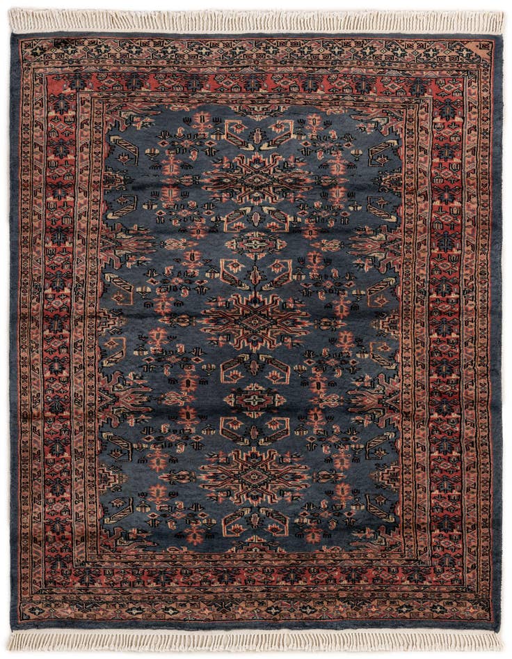 Detail image of 4' 3 x 5' 7 Hand Knotted Bokhara Oriental Wool Rug