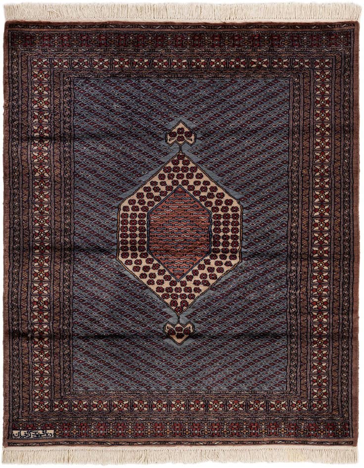 Detail image of 4' 2 x 6' 2 Hand Knotted Bokhara Oriental Wool Rug
