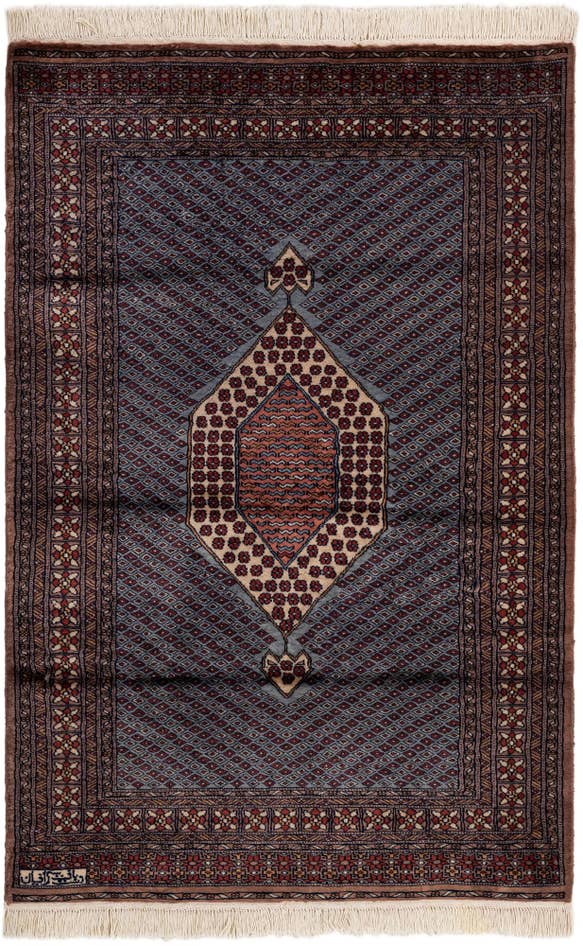 Detail image of 4' 2 x 6' 2 Hand Knotted Bokhara Oriental Wool Rug
