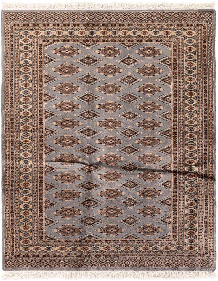 Detail image of 4' 6 x 6' 11 Hand Knotted Bokhara Oriental Wool Rug