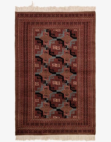 4' 1 x 6' 2 Hand Knotted Bokhara Oriental Wool Rug