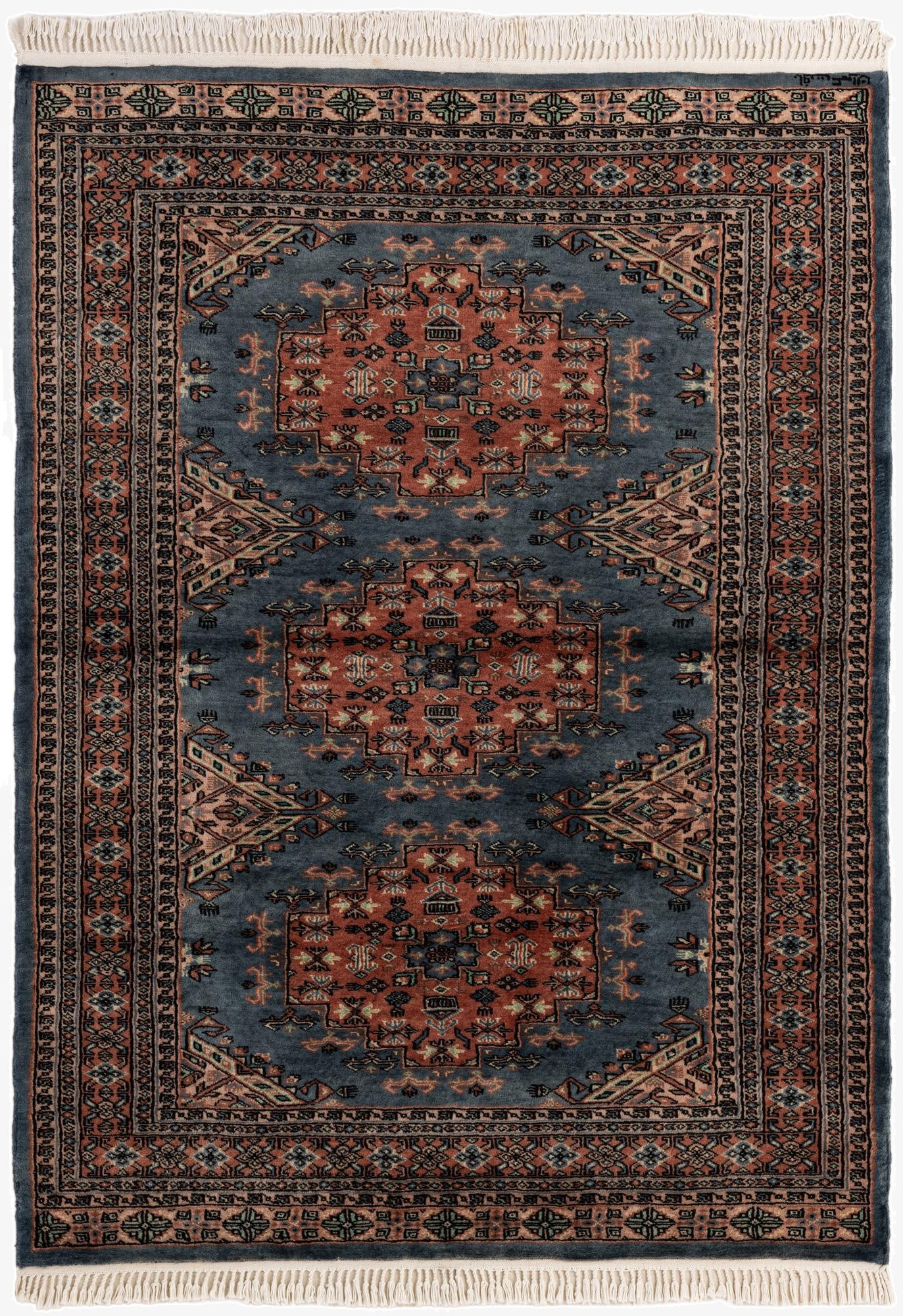4' 4 x 6' 1  Hand Knotted Bokhara Oriental Wool Rug