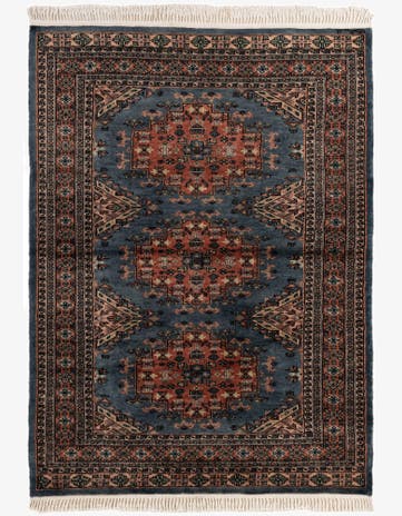 4' 4 x 6' 1 Hand Knotted Bokhara Oriental Wool Rug
