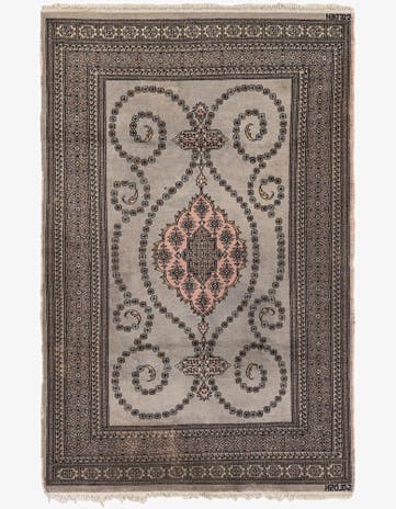 4' x 6' 4 Hand Knotted Bokhara Wool Rug