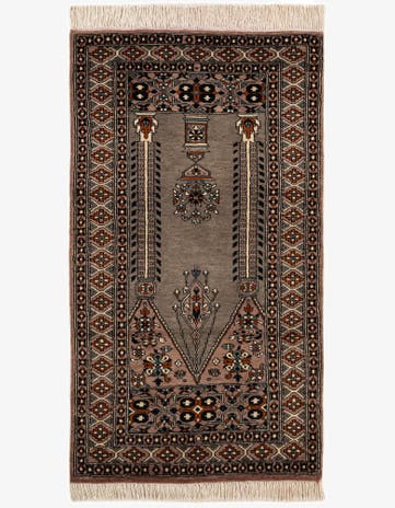 2' 7 x 4' 8 Hand Knotted Bokhara Oriental Wool Rug