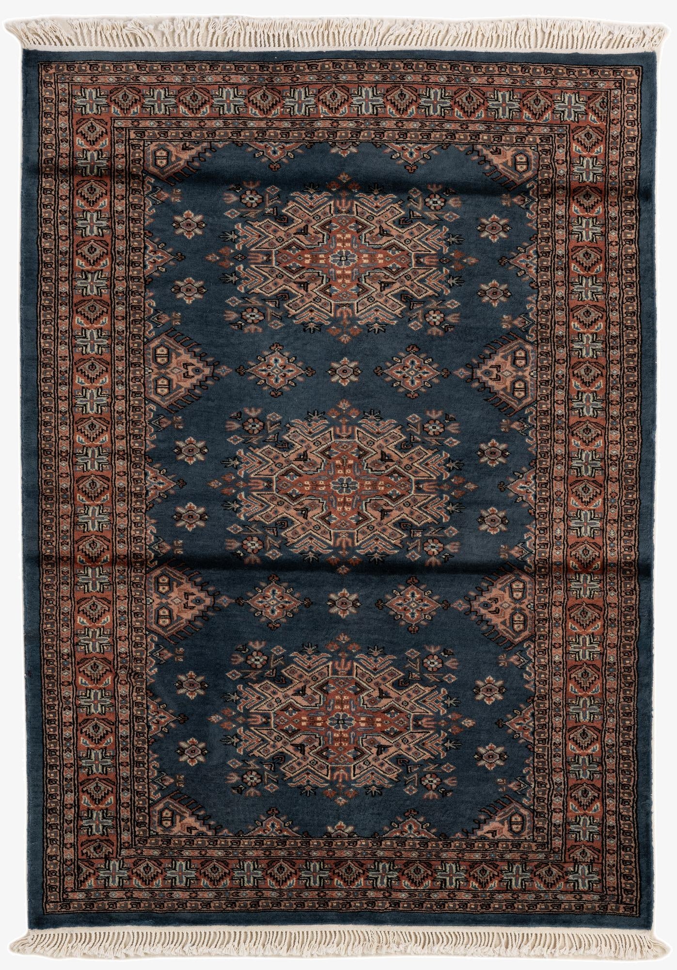 4' 2 x 5' 10  Hand Knotted Bokhara Oriental Wool Rug