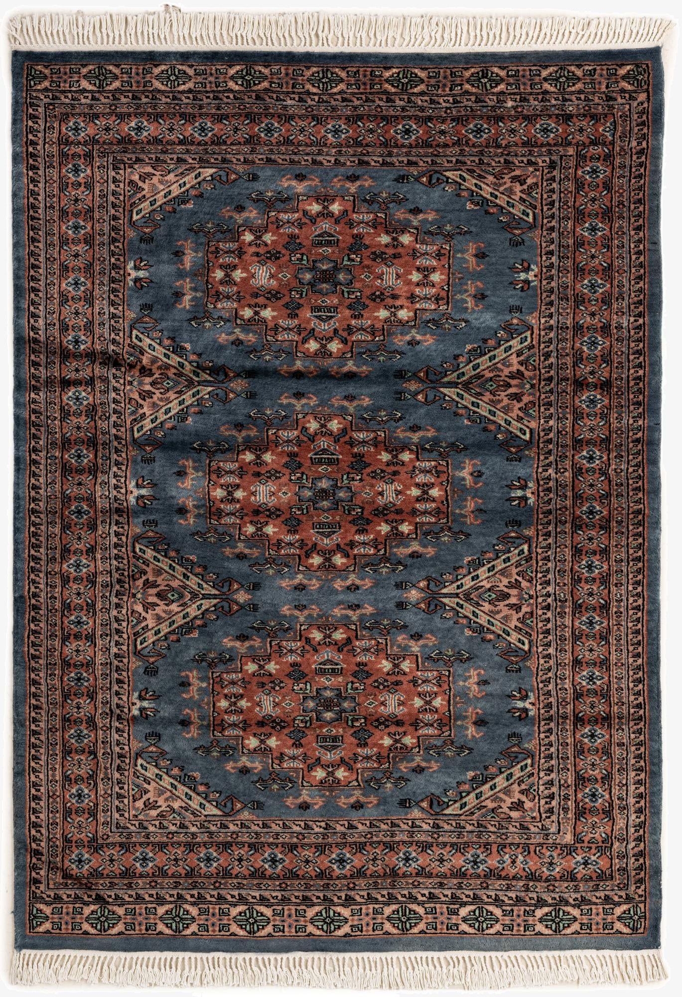 4' 4 x 6' 1  Hand Knotted Bokhara Wool Rug