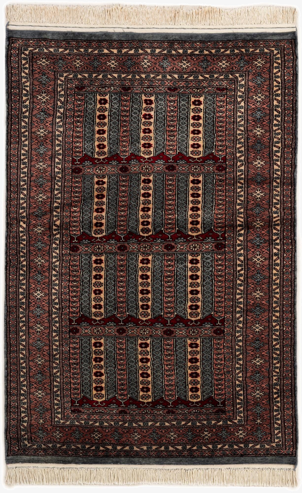 4' 3 x 6' 2  Hand Knotted Bokhara Oriental Wool Rug