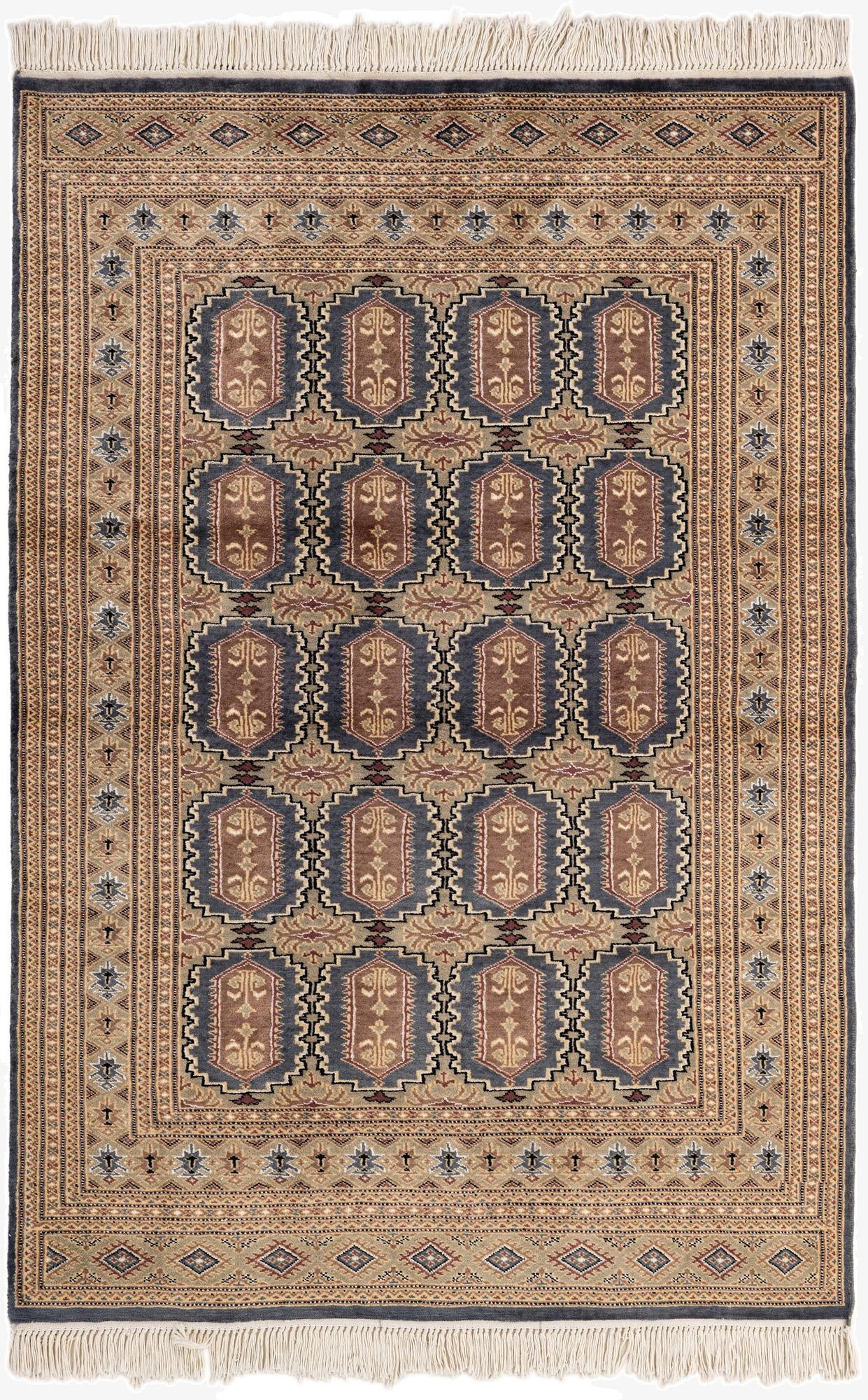 4' 2 x 6' 2  Hand Knotted Bokhara Rug