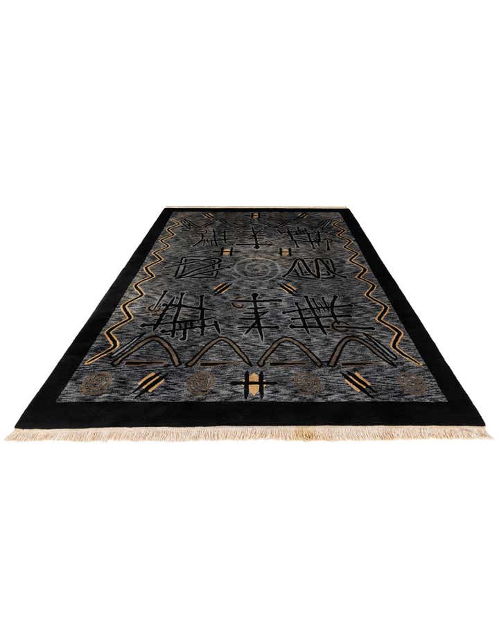 6' 8 x 9' 9 Hand Knotted Carved Pekin Wool Rug