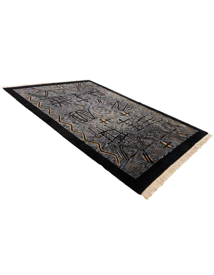 6' 8 x 9' 9 Hand Knotted Carved Pekin Wool Rug