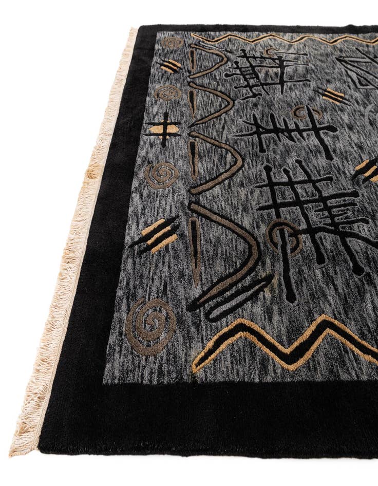 Detail image of 6' 8 x 9' 9  Hand Knotted Carved Pekin Wool Rug