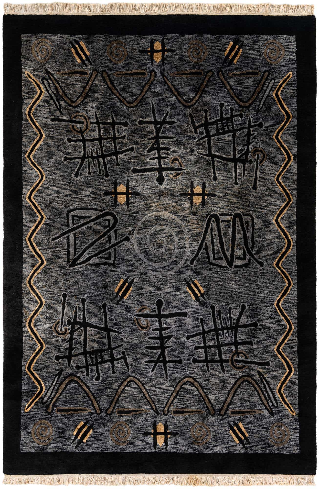 6' 8 x 9' 9 Hand Knotted Carved Pekin Wool Rug